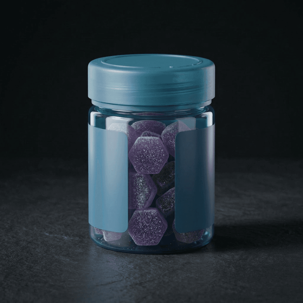Blue jar, blank panels — Blue Raspberry