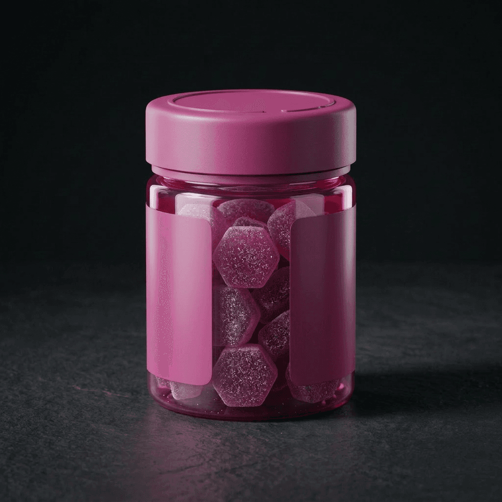 Magenta jar, blank panels — Strawberry Banana