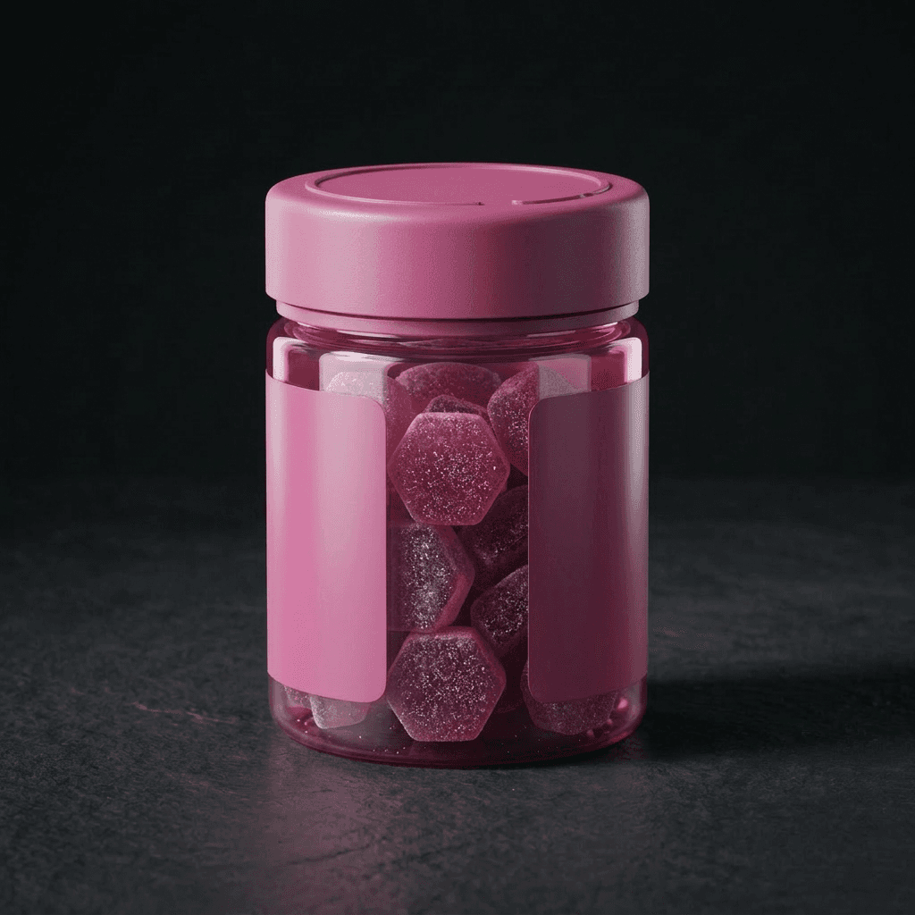 Pink jar, blank panels — Strawberry