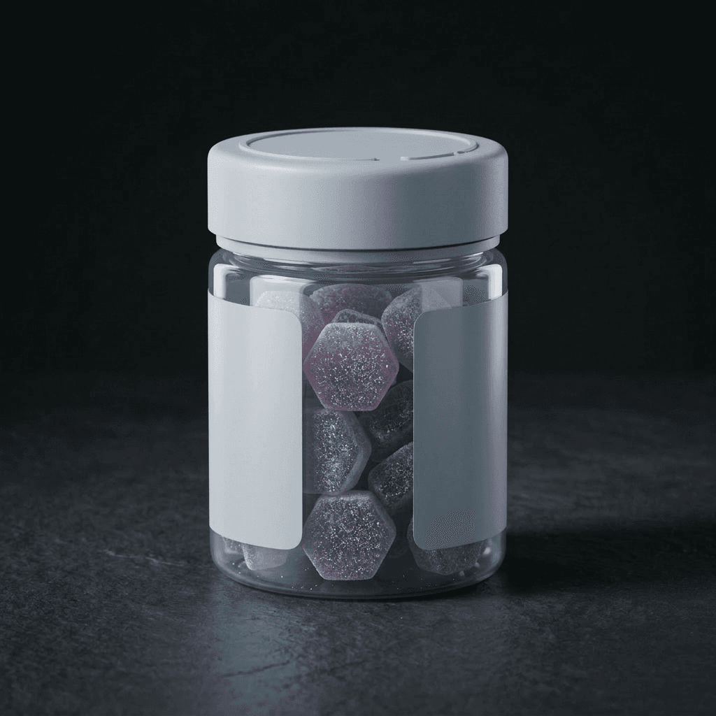 Frost jar, blank label panels